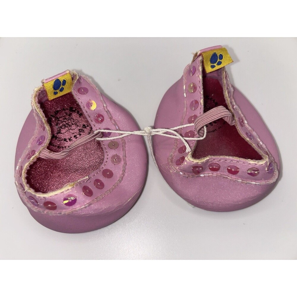Vintage Build A Bear Pink Sequin Dance Flats Ballet Shoes